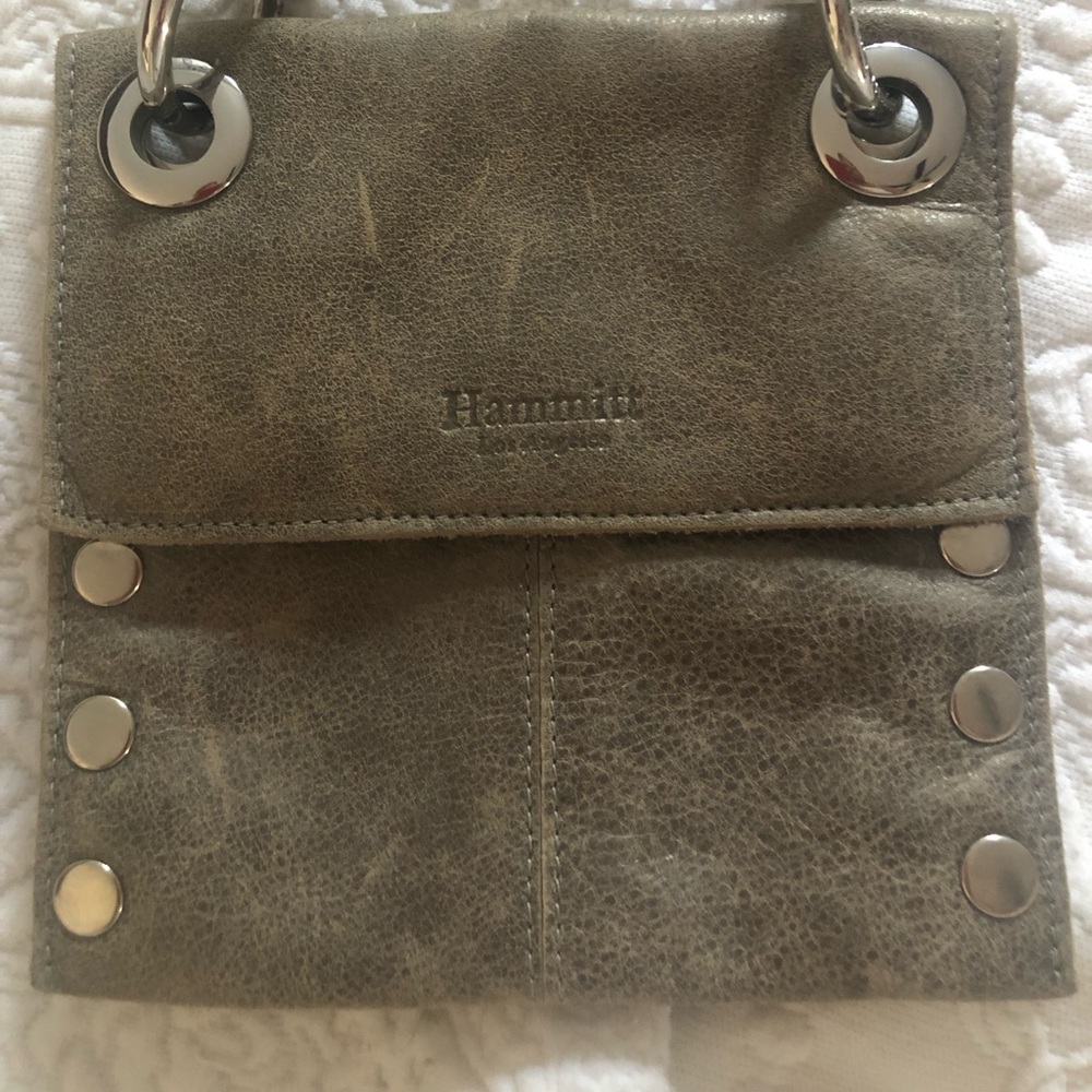 HAMMITT Tony Grommet Studded Pewter Leather Crossbody Bag